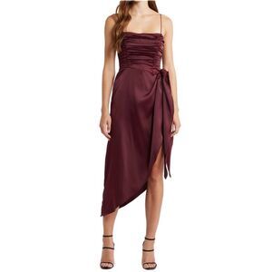 NWT WAYF Off the Shoulder Satin Cocktail Dress in Port.  Size: XL